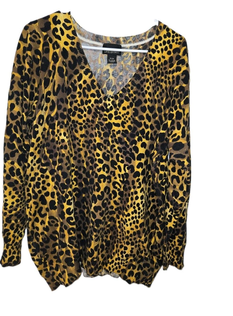 Lane Bryant Long Sleeve Leopard Animal Print Shirt US Womens Plus Size 18/20